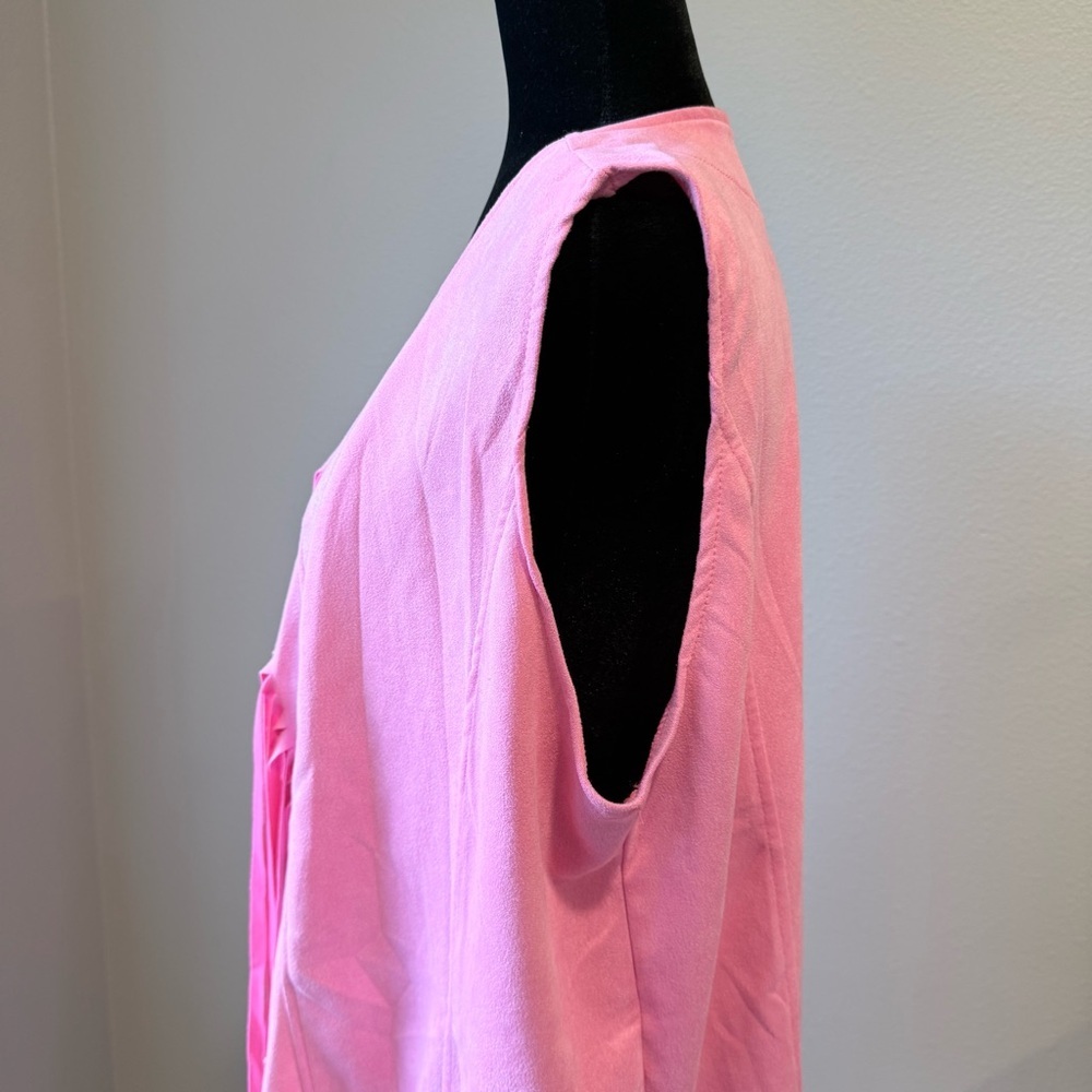 Hot pink 70’s retro hippie cowgirl costume fringe faux suede vest size XXXL - Picture 4 of 6